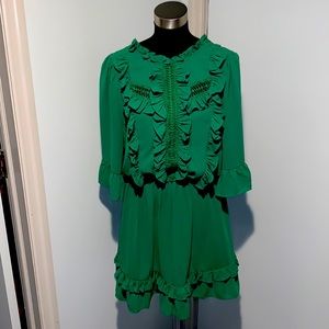 HAPPY NATURE green ruffle dress